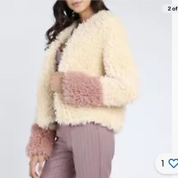 NWT- Honey Punch Pink Cream Teddy Bear Bomber Jacket - Picture 3 of 15